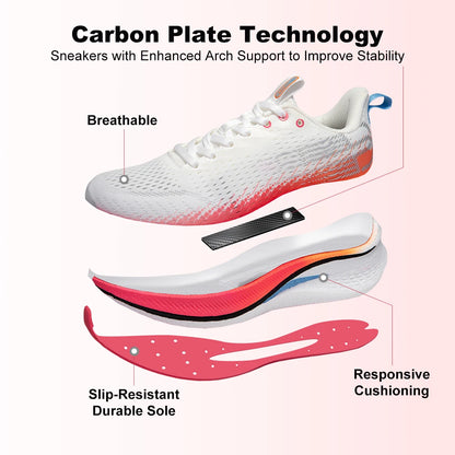 Baasploa Women’s Professional Running Shoes Outdoor Carbon Plate Non-Slip Sports Shoes Female Casual Breathable Jogging Sneakers