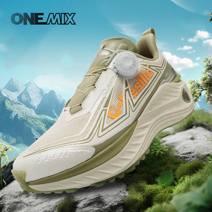 ONEMIX Outdoor hardloopschoenen voor heren, elastische trailschoenen, lichtgewicht, ademende damesschoenen, casual schoenen voor koppels, waterdichte schoenen