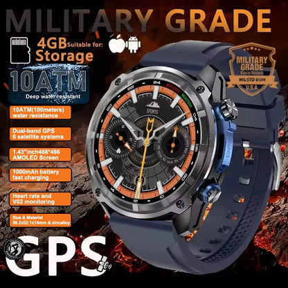 New Outdoor Precise GPS Map GNSS Smart Watch Men 10TM Waterproof 1000mAh Battery 170+Sport Mode Bluetooth Call AMOlED Smartwatch