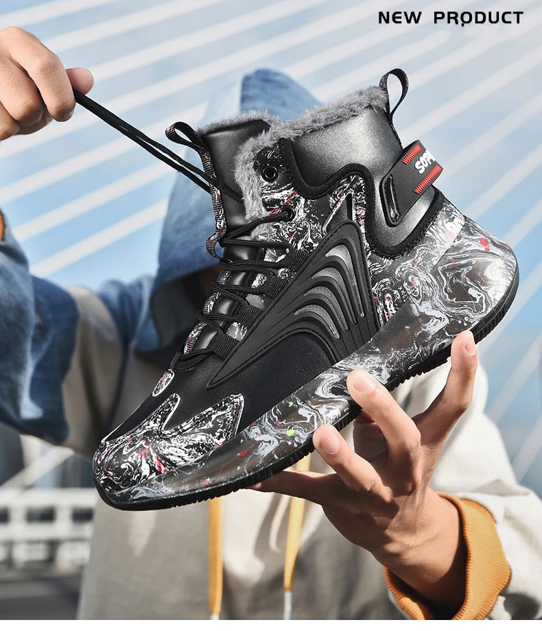 Men's Boots 2025 New Winter Slippers Warm Men Shoes Waterproof Non-Slip Plush Sneakers Male Tennis Shoes Boots Men Sneakers Winter