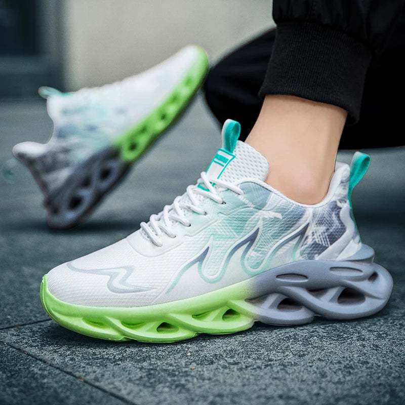 Men's Running Shoes Mesh Breathable Flat Cushioning Soft Comfortable Sneakers Outdoor Gym Trendy Casual Jogging Shoes for Men