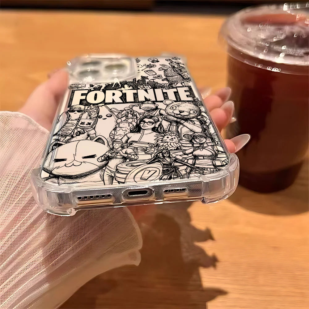 Fortnite Gaming-Handyhülle für Samsung Galaxy S26 S25 S24 S23 S22 S21 S20 Edge FE Ultra Plus 4G 5G – stoßfeste transparente TPU-Schutzhülle