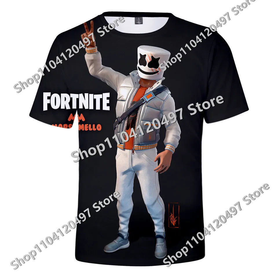 Japanese Anime Fortnite Summer T-shirt for Men and Women Battle Royale Short-Sleeved Casual Comfortable Loose Harajuku Streetwear