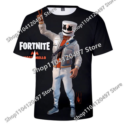 Japanese Anime Fortnite Summer T-shirt for Men and Women Battle Royale Short-Sleeved Casual Comfortable Loose Harajuku Streetwear