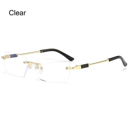 Trendy Rimless Sunglasses for Women Men Rectangle Fashion Shades Small Square UV400 Sun Glasses For Female Male Traveling Oculos