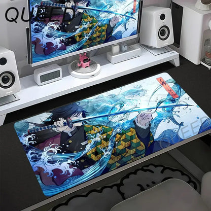 Computer Table Mat Keyboard Desk Pads Anime Mouse Pad Kawaii Girl Mousepad 900x400mm Rubber Non-slip Mouse Mats Demon Slayers XL