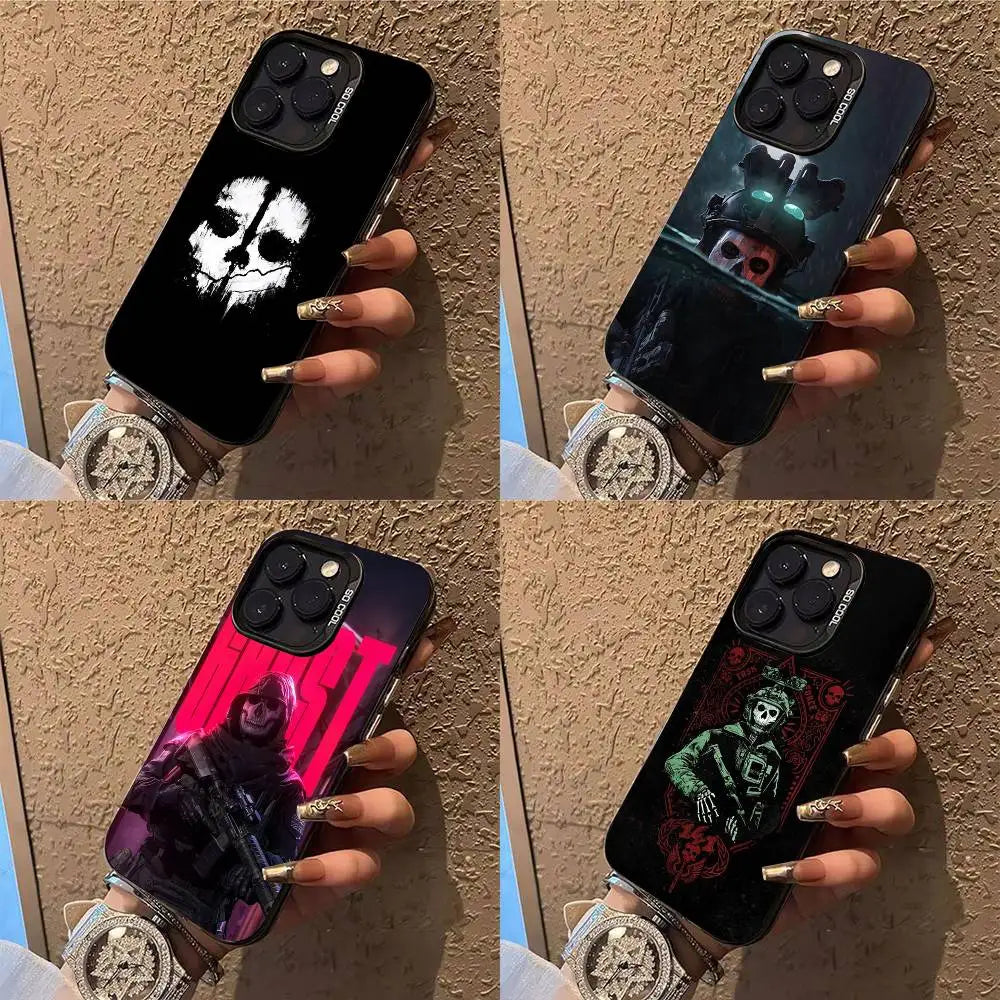 Ghost C- Call Of Duty COD Phone Case For iPhone 17,16,15,14,13,12,X,8,Pro,Max,Plus,E,SE4,Air,Mini IMD Matte Black
