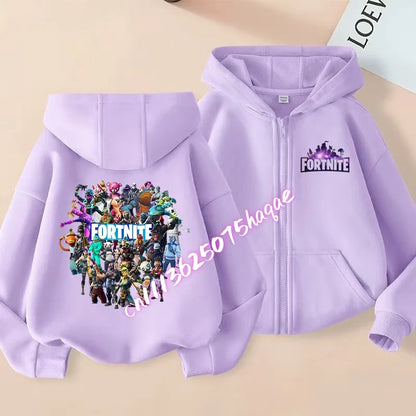 Fortnites Kinder-Kapuzenjacken mit Reißverschluss Anime Fortress Night Sweatshirts Game Frühling Herbst Hoodies Sportbekleidung Kinderkleidung Geschenk