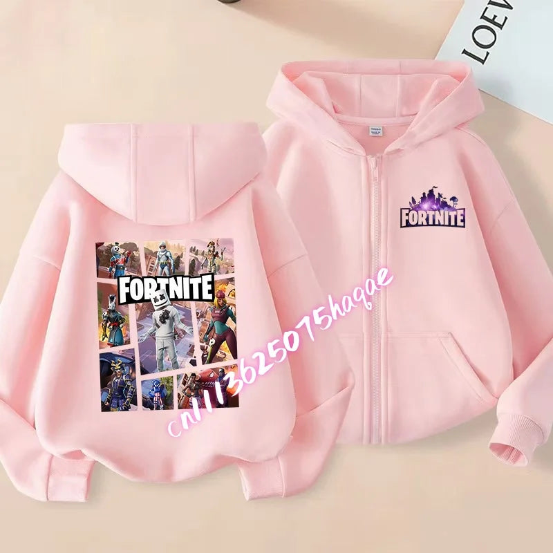 Kid Outdoor Jacket Cartoon Fortnite Girl Boy Sweatshirt Coat High-Quality Thin Windbreaker Girl Autumn Zip Jacket Clothing Tops