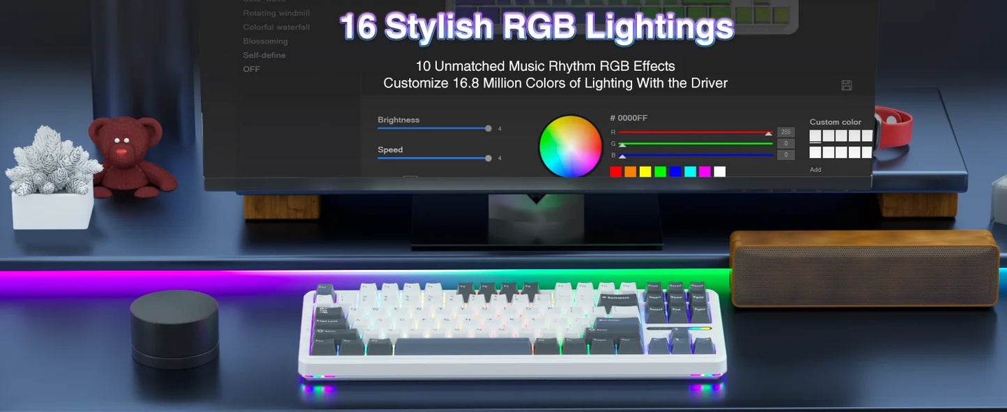 AULA F87 Pro Gasket Gaming Mechanical Keyboard 75% TKL Layout Wireless Hot-Swap RGB Custom Bluetooth Keyboard 2024 New Colors