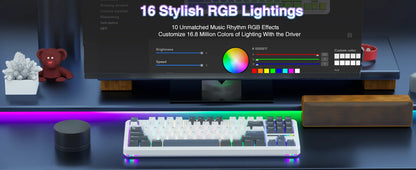 AULA F87 Pro Gasket Gaming Mechanical Keyboard 75% TKL Layout Wireless Hot-Swap RGB Custom Bluetooth Keyboard 2024 New Colors