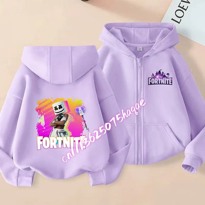 Kid Outdoor Jacket Cartoon Fortnite Girl Boy Sweatshirt Coat High-Quality Thin Windbreaker Girl Autumn Zip Jacket Clothing Tops