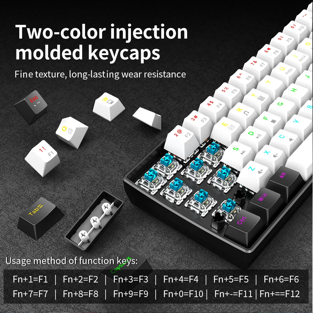Mechanical keyboard gamer 60% mini 6 1keys backlit pc switches keyboards portable wired cute laptop  key board teclado mecanico
