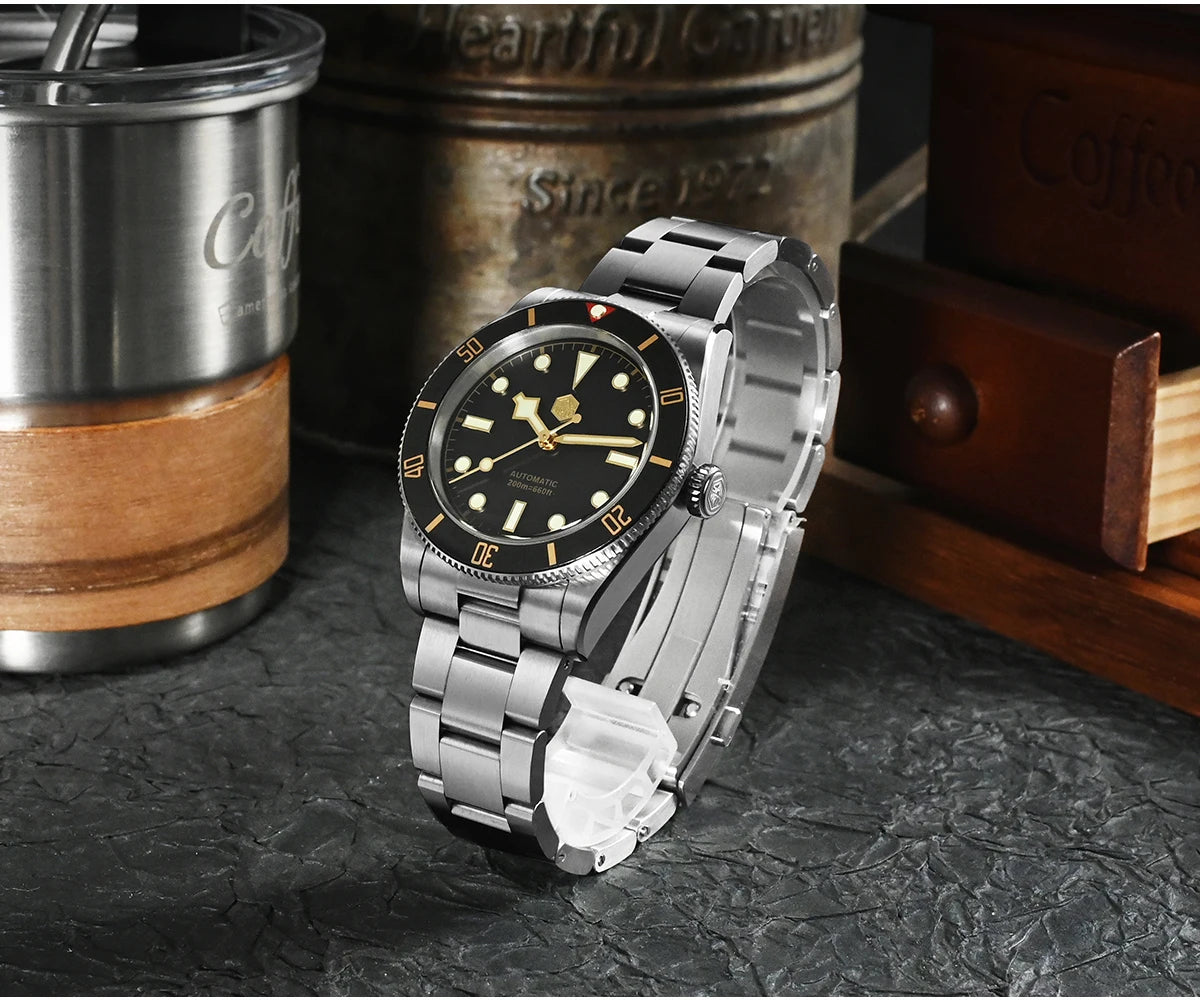 San Martin New Upgraded 37mm BB54 Vintage Men Diver Watch ST2130 Automatic Mechanical Sapphire Luminous Waterproof 200m SN0138
