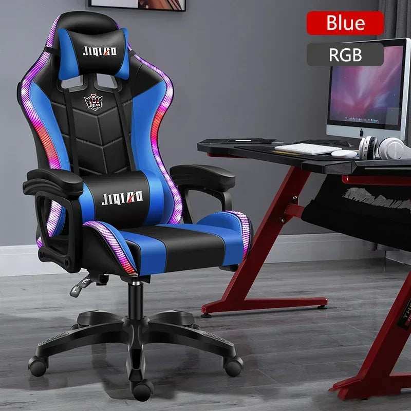 RGB Gaming Chair Ergonomic Computer Chair with Massage Function, Reclining Office Chair, Swivel Gamer Chair with Adjustable Height and Armrests