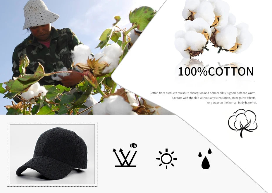 CNTANG Brand Summer Lace Hat Cotton Baseball Cap For Women Breathable Mesh Girls Snapback Hip Hop Fashion Female Caps Adjustable