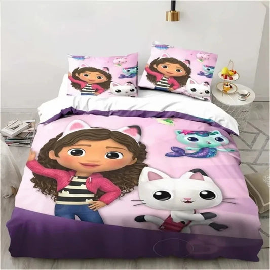 Gabby's Dollhouse 3D Printed Duvet Case Pillowcase Bedding Set Twin Full King for Kids Adults Bedroom