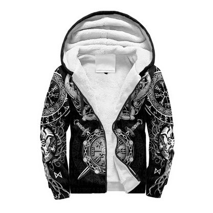 Odin Raven Fenrir Wolf Tattoo 3D Printed Men's Winter Thicker Zip Hoodie Unisex Casual Hooded Tracksuit Warm Fleece Jacket KD18