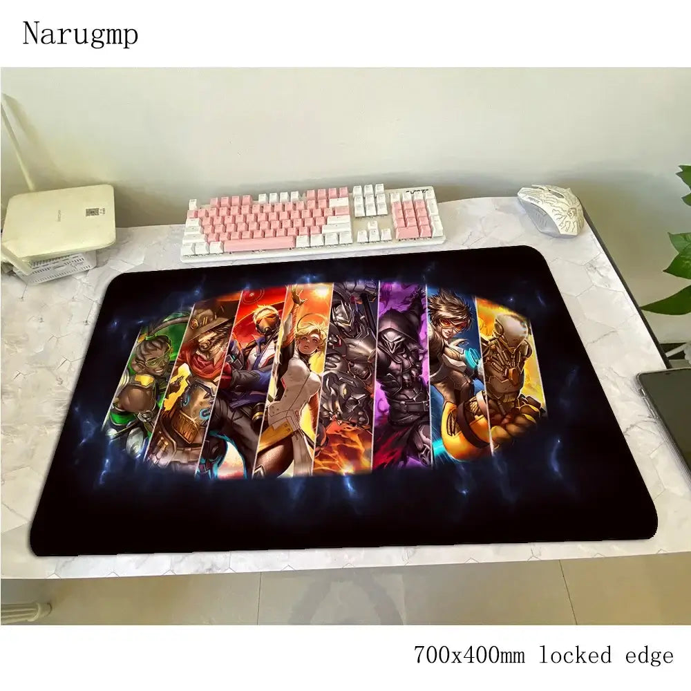 Overwatch-Mauspad 700x400x3mm, Gaming-Mauspad im Anime-Stil, personalisierte Schreibtischunterlage fürs Büro, Notebook-Desk-Mat, Geschenk für Jungen, Padmouse für PC-Gamer