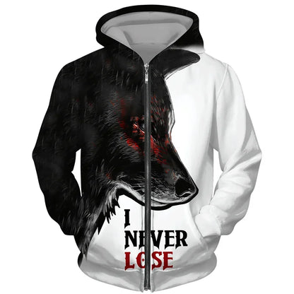 Cool 3D Wolf Printed Zipper Hoodies Fashion Men/Women Streetwear Hooded Jacket Coat Unisex Casual Hip Hop Pullover Sweatshirts
