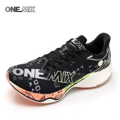 ONEMIX Nowe buty do biegania maratońskiego z podeszwą z nylonu i włókna węglowego – amortyzujące, profesjonalne, zapewniające stabilne wsparcie, ultralekkie, z doskonałym odbiciem