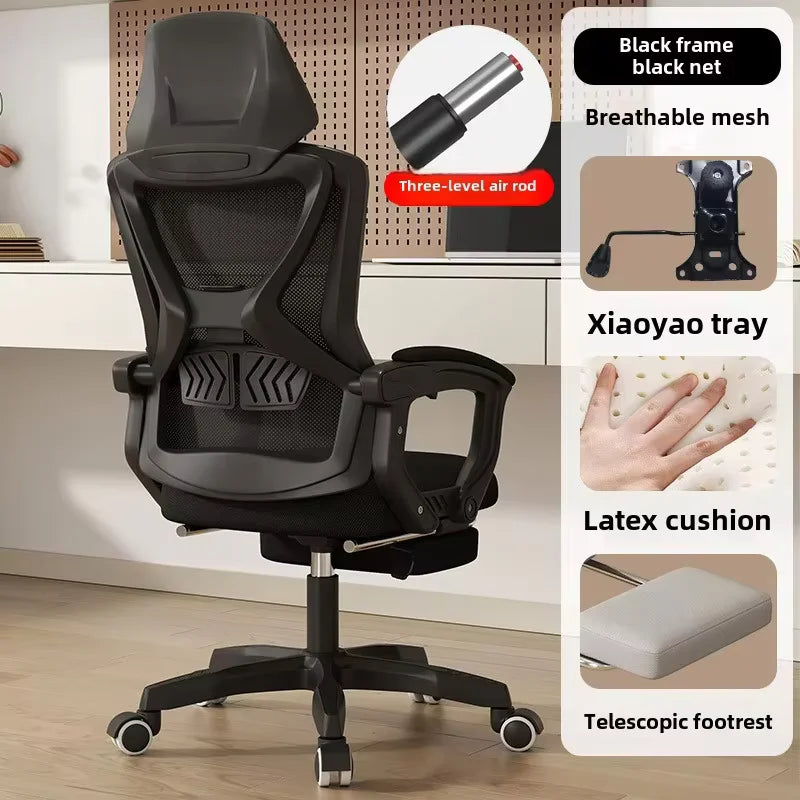 UVR Reclining Computer Chair Ergonomic Office Gaming Chair with Adjustable Backrest, Comfortable Long Sitting Desk Chair with Armrests