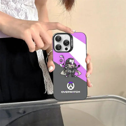 „Game O-Overwatch“ pikselinio stiliaus telefono dėklas iPhone 17 16 15 14 13 12 11 Pro MAX, matinis, atsparus smūgiams, nugarėlės apsauga nuo kritimų