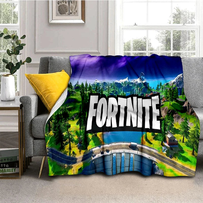 3D F-Fortnites Cartoon Game Flannel Blanket Soft Warm Throw Blanket for Bedroom Living Room Bed Travel Camping Picnic Gift