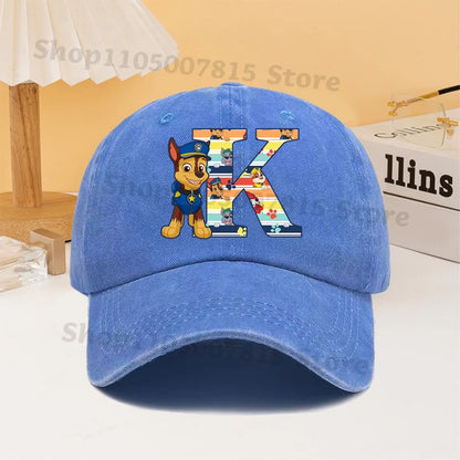 Paw Patrol Fashion Baseball Cap for Men Women Cartoon Letter A-Z Printed Peaked Caps Male Female Summer Hip Hop Sunshade Hat