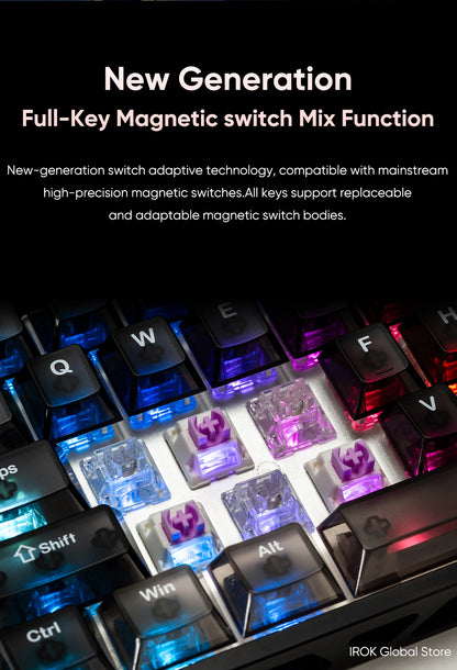 IROK MG63 Hollow Aluminium Gaming Magnetic Mechanical Keyboard 60% RT 0.001mm 8KHz 0.07ms 512K RGB Hot Swap Wired Gamer Keyboard