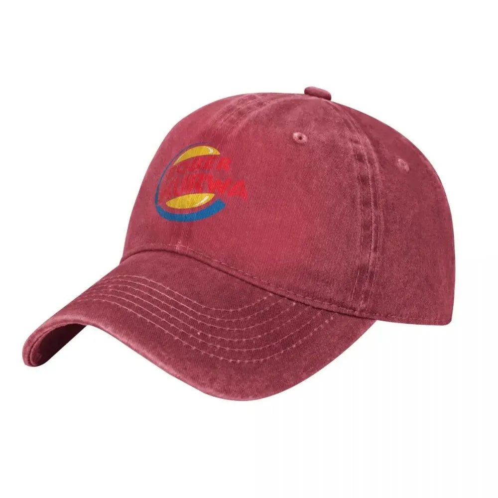 Baseballová čepice Burger King inspirovaná memem Bober Kurwa, čepice z opotřebovaného džínoviny, vintage, pro outdoorové aktivity, měkká sluneční čepice bez pevné konstrukce