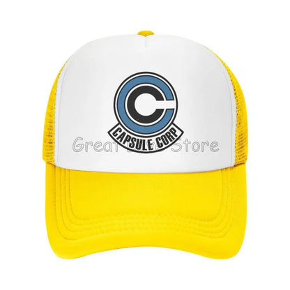 Capsule Corp Mesh-Baseballkappen Unisex-Hip-Hop-Trucker-Cap Anime DBZ Dad-Cap Verstellbare Rennkappe Sommer-Trucker-Snapback-Kappen