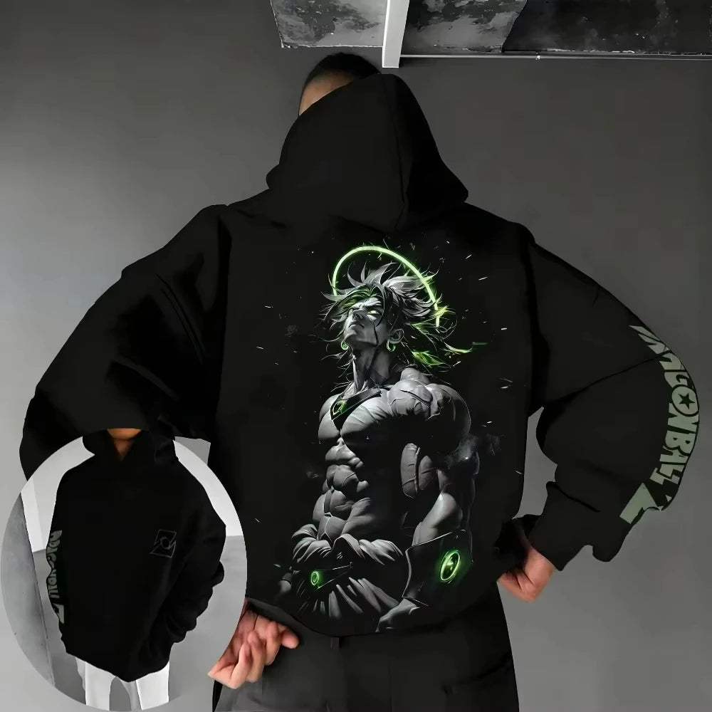 Dragon Ball Z Broly Neon Halo umjetnički printana dukserica s kapuljačom, muška i ženska dukserica, muške majice, sportska dukserica, Y2K dukserica