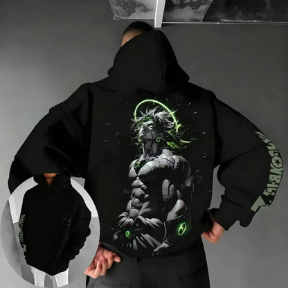Dragon Ball Z Broly Neon Halo umjetnički printana dukserica s kapuljačom, muška i ženska dukserica, muške majice, sportska dukserica, Y2K dukserica