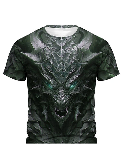 3D Dragon Print Men's T-shirt Summer Daily Casual Men's Street T-shirt Outdoor Sports Short Sleeve Urban Fashion Men's T-shirt