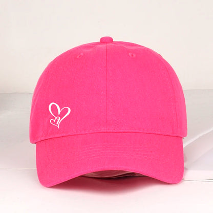 Minimalistische Baseballkappe mit doppeltem Herz-Print für Damen und Herren – weich, verstellbar, Dad-Cap, lässig, Liebesthema, Sonnenkappe