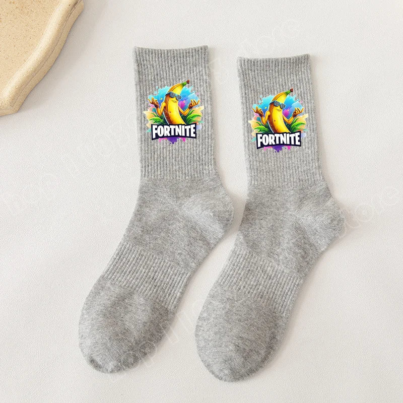 Fortnite-Socken mit Cartoon-Spielcharakter, lange Socken für Kinder und Schüler, einfarbige Baumwollsocken für Frühling und Herbst, Geburtstagsgeschenk