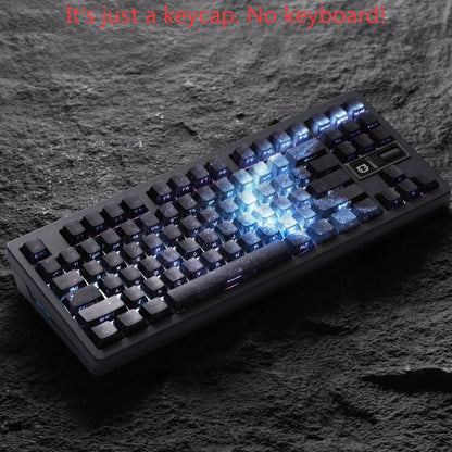 Teclas PBT transparentes con degradado galaxia morado y grabado lateral, 135 teclas, compatibles con teclado mecánico de 60/64/84/98/108 teclas
