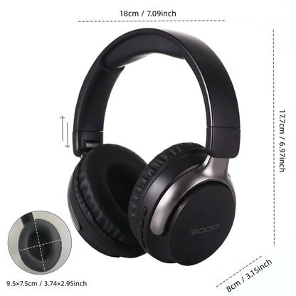 SODO SD1103 casque sans fil Bluetooth 5.3 sur l'oreille, autonomie de 48 heures de lecture stéréo HiFi, casque de sport pliable avec prise en charge TF/AUX