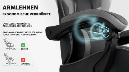 Ergonomic Gaming Chair with Lumbar Support, Adjustable Reclining PC Gaming Chair, Breathable PU Leather Office Chair, 200kg Heavy Duty