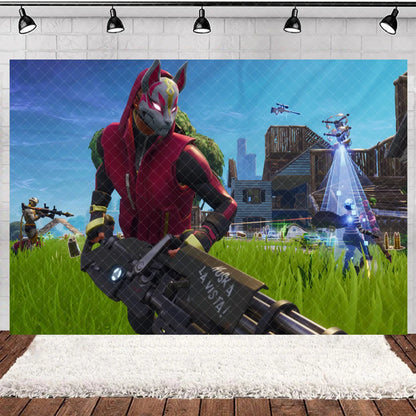 Fortnite Theme Happy Birthday Party Decoration Backdrop Shooting Game Alpaca Llama Supplies Background Baby Shower Kid Gifts