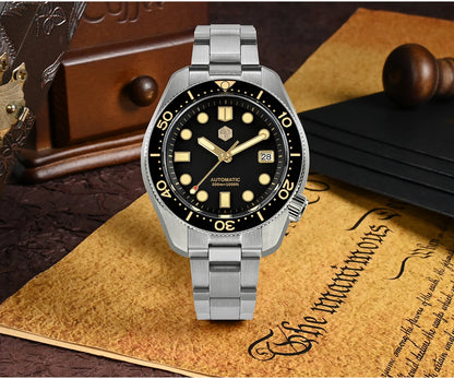 San Martin 44mm Men's Diver Watch Vintage MM300 Gilt Dial Sport NH35 Automatic Mechanical Sapphire Waterproof 300M C3 Lume SN0087