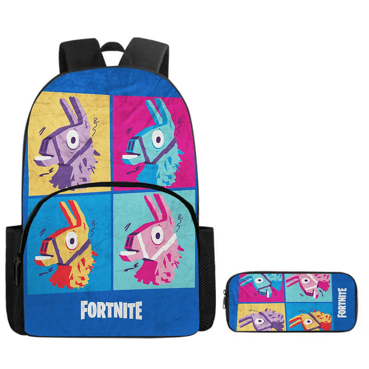 Conjunto Fortnite de 2 peças: mochila com bolso frontal e estojo, grande capacidade, mochila escolar cartoon, presente para crianças, rapazes e raparigas, dos 5 aos 8 anos