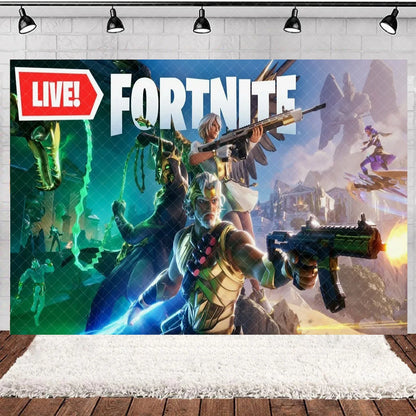 Fortnite Theme Happy Birthday Party Decoration Backdrop Shooting Game Alpaca Llama Supplies Background Baby Shower Kid Gifts
