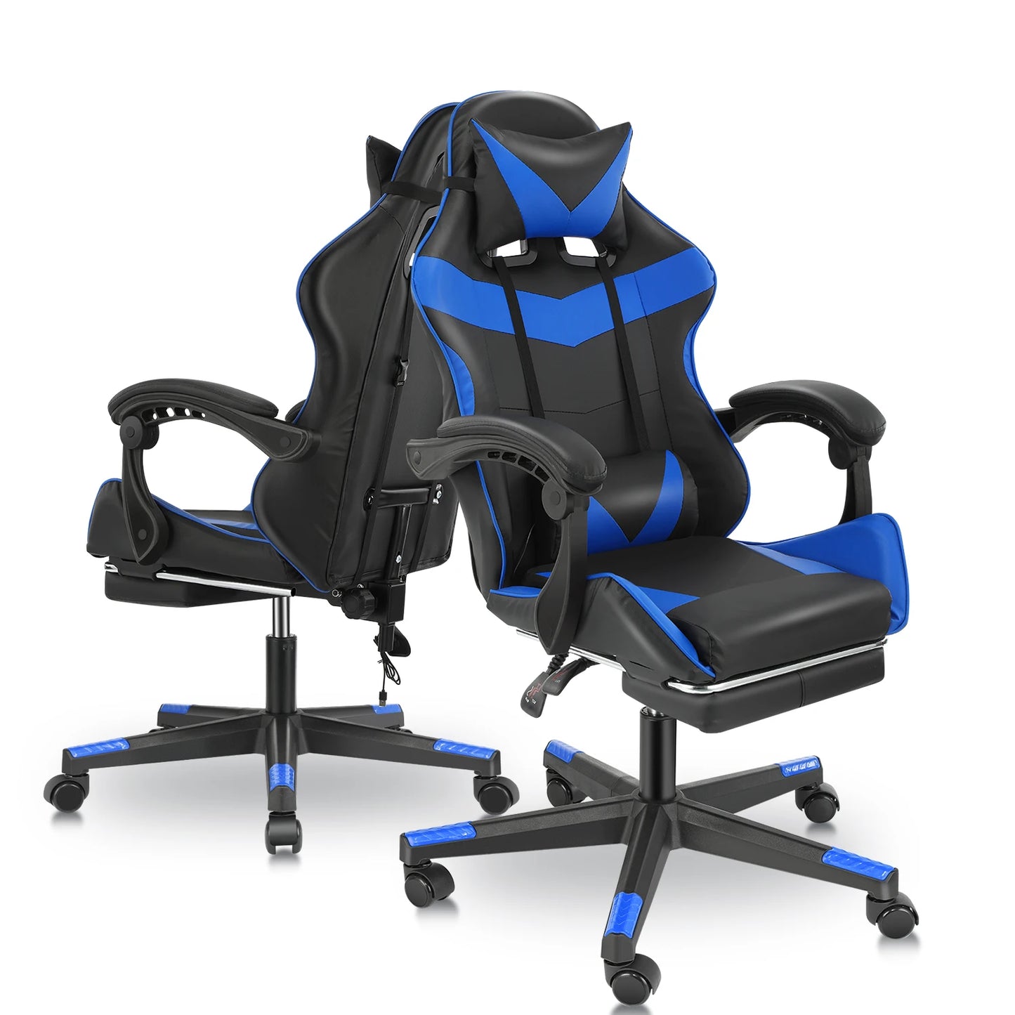 Ergonomic Gaming Chair with Massage Function, Adjustable Reclining Computer Chair with Footrest, Lumbar Support, Headrest & Armrests
