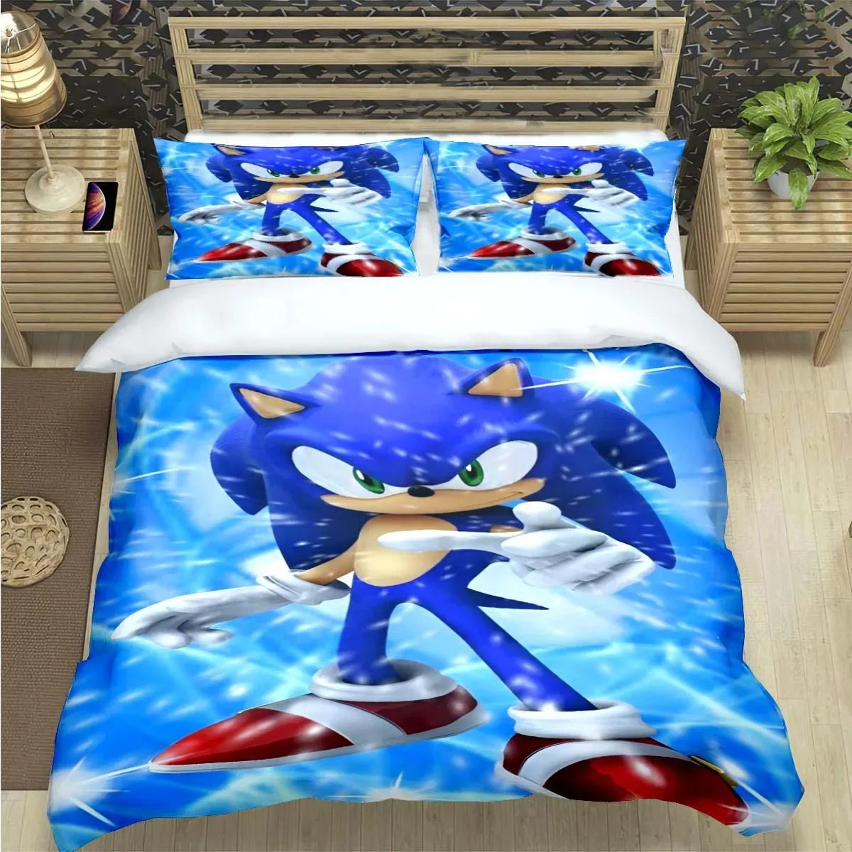 Fashion Cartoon Character Print Bedding Set Sonic Duvet Cover Comforter Bed Youth Kids Girls Boys Luxury Birthday Gift