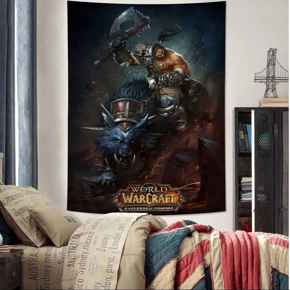 Hot Game World Of Warcraft Printed Large Wall Tapestry Cheap Hippie Wall Hanging Bohemian Wall Tapestries Mandala Home Decor