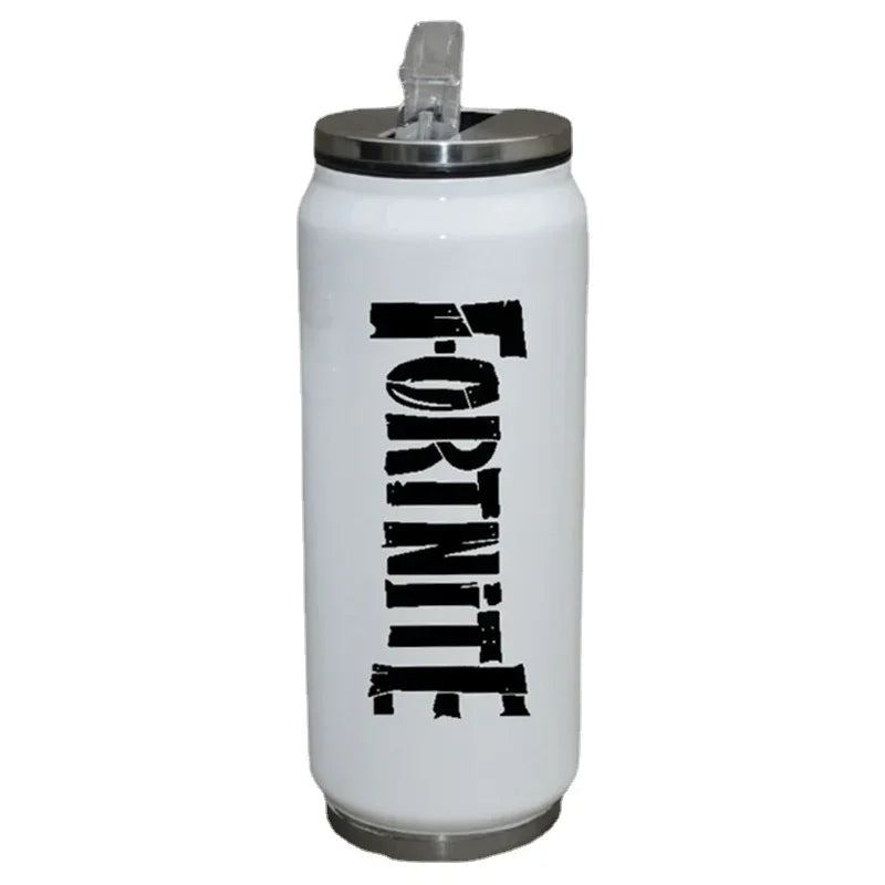 Fortnite Water Cup Straw Cups Outdoor Sports Mugs Stainless Steel Mug Student Portable Drinking Coffee Cup 450ML Birthday Gift