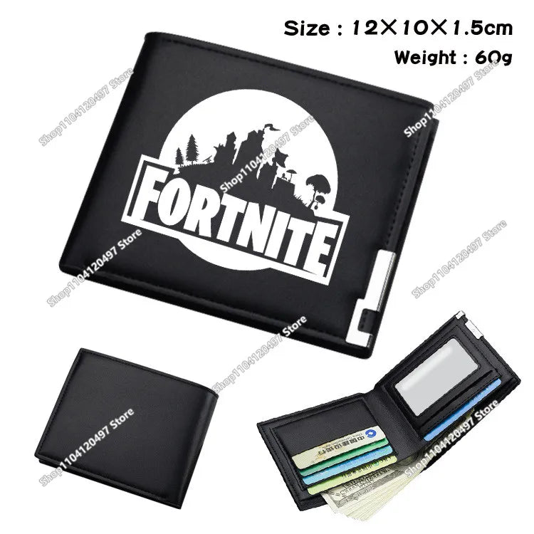 Fortnite Wallets for Kids Anime Fortnite Wallet Cartoon Card Holder Bag Leather Short Purse Fashion Folded Purses Boys Gift
