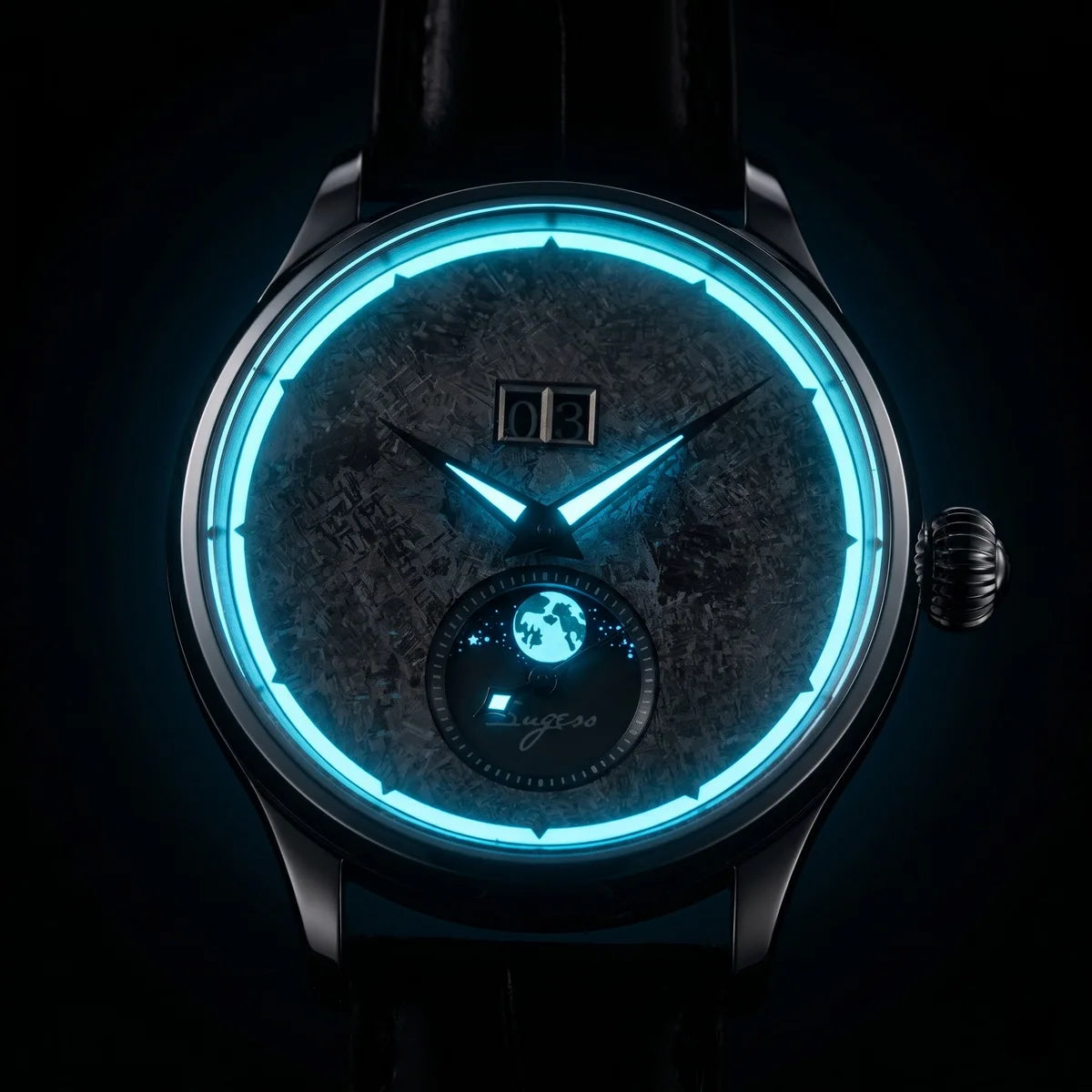 Automatic Man Watch Moon-Phase ST2528 Movement Waterproof Mechanical Wristwatches Sapphire Crystal Titanium Dials Clock S401 New